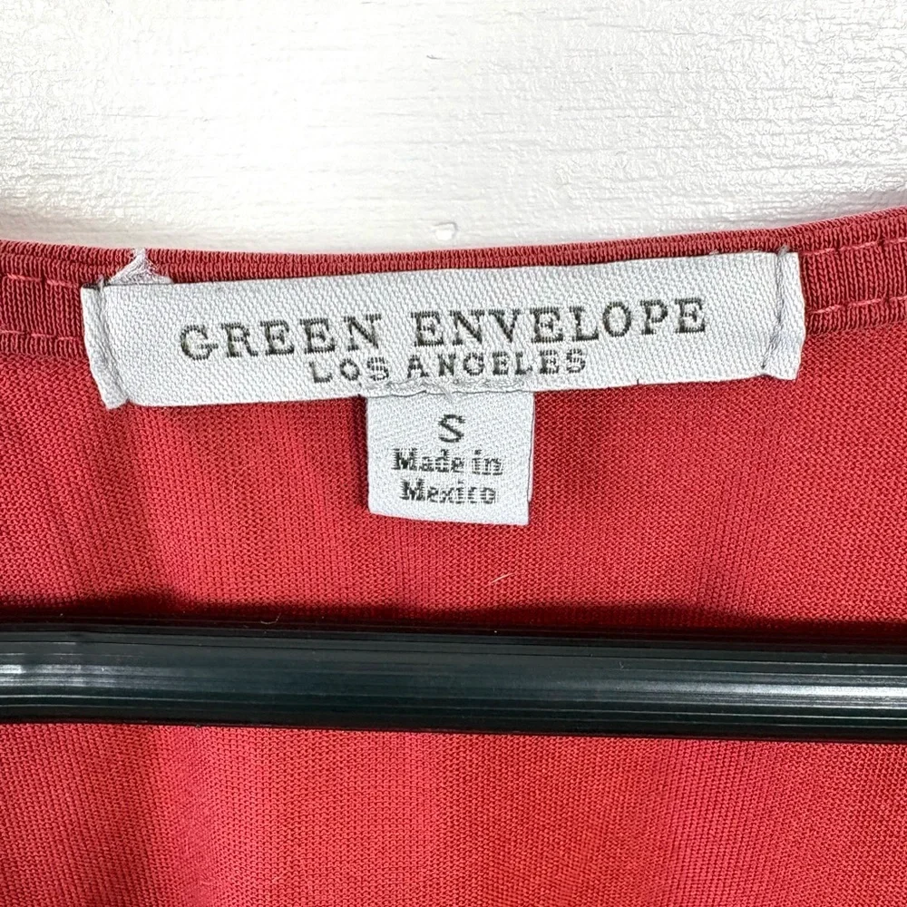 Green Envelope LA Rust Tie Front Button Top Size Small Modal Blend
